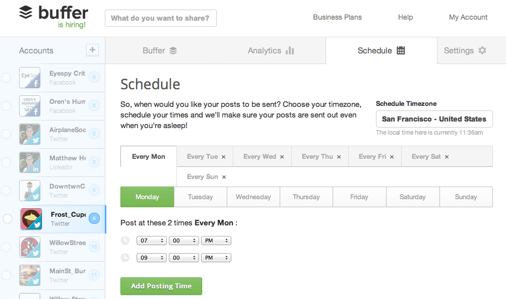 Social Post Scheduling: Buffer